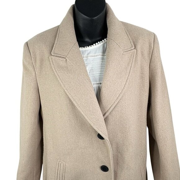 Preppy Academia Zara Soft Camel Two Button Front Coat Women’s L Midi Fall Winter - Picture 5 of 12